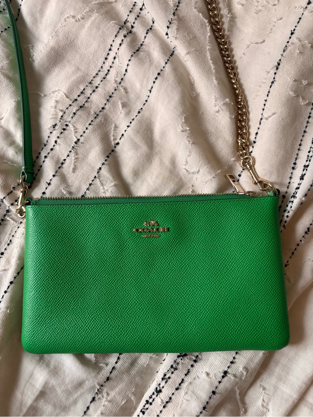 COACH Green Leather Crossbody with Gold Chain